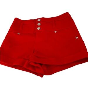 Mossimo 2” Inseam Red Button Fly High Waist Cuffed Shorts Size 0